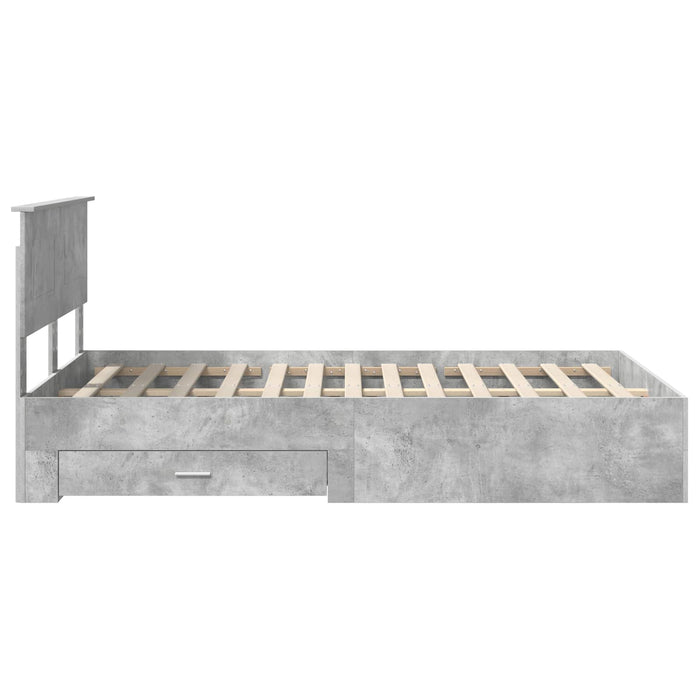 Cadru de pat cu sertar Gri din beton 120 x 200 cm Lemn compozit - WALTI WALTI