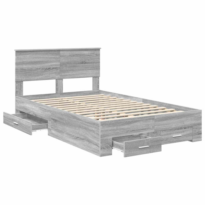 Cadru de pat cu headboard Gri Sonoma 120 x 200 cm Lemn compozit - WALTI WALTI