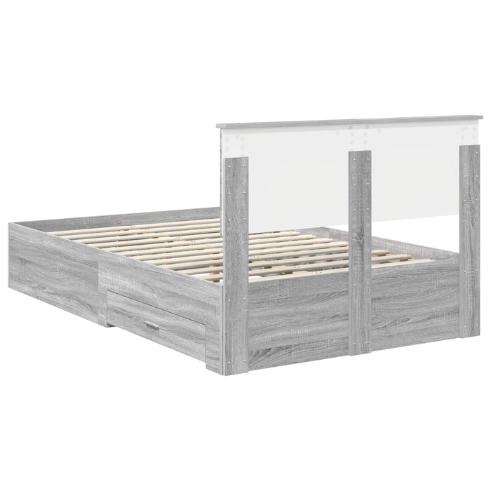 Cadru de pat cu headboard Gri Sonoma 120 x 200 cm Lemn compozit - WALTI WALTI