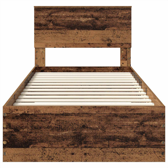 Cadru de pat cu headboard Lemn vechi 100 x 200 cm Lemn compozit - WALTI WALTI