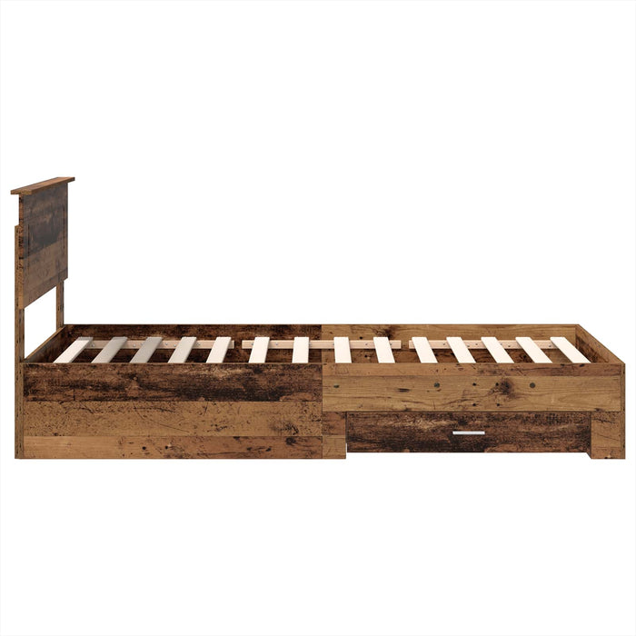 Cadru de pat cu headboard Lemn vechi 100 x 200 cm Lemn compozit - WALTI WALTI