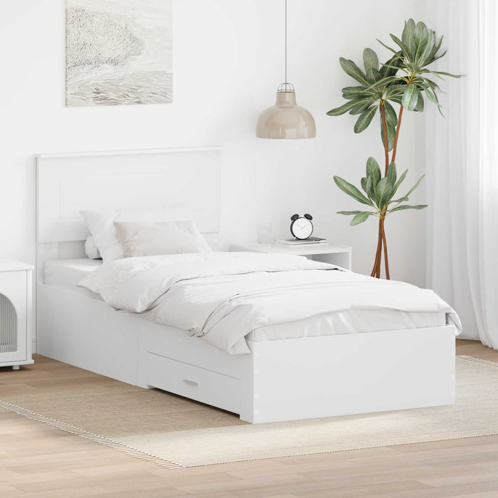 Cadru de pat cu headboard Alb 90 x 190 cm Lemn compozit - WALTI WALTI