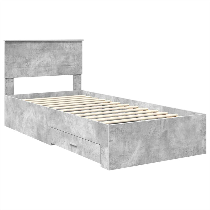 Cadru de pat cu sertar Gri din beton 90 x 190 cm Lemn compozit - WALTI WALTI