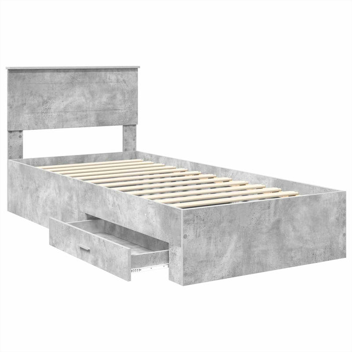 Cadru de pat cu sertar Gri din beton 90 x 200 cm Lemn compozit - WALTI WALTI