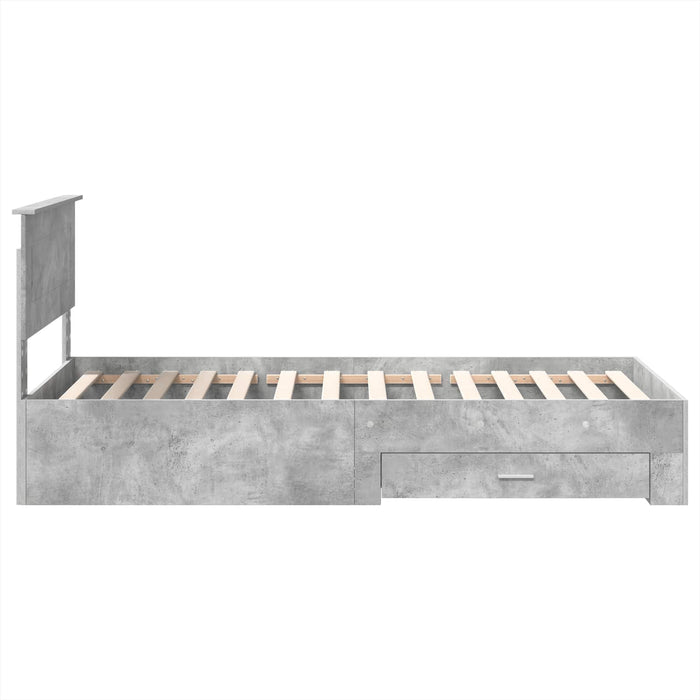 Cadru de pat cu sertar Gri din beton 90 x 200 cm Lemn compozit - WALTI WALTI