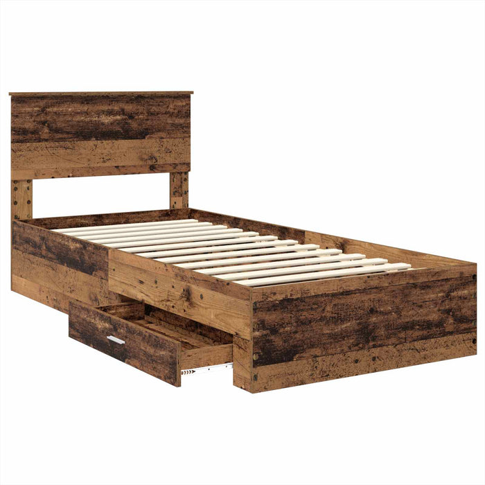 Cadru de pat cu headboard Lemn vechi 90 x 200 cm Lemn compozit - WALTI WALTI