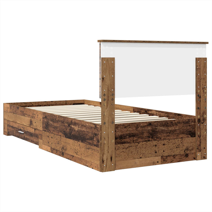 Cadru de pat cu headboard Lemn vechi 90 x 200 cm Lemn compozit - WALTI WALTI