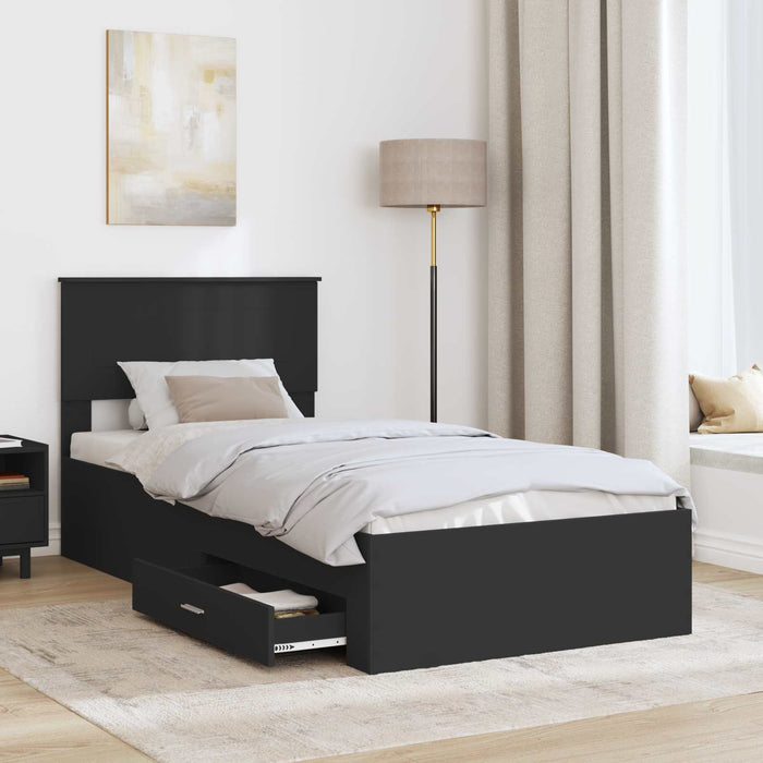 Cadru de pat Manual Negru și argintiu 75 x 190 cm Lemn compozit - WALTI WALTI