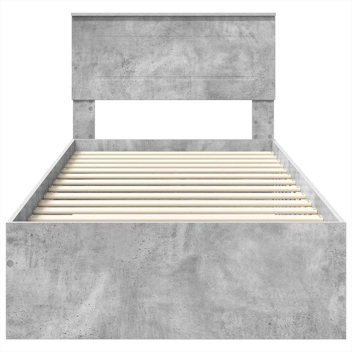 Cadru de pat Gri beton și argintiu 75 x 190 cm Lemn compozit - WALTI WALTI
