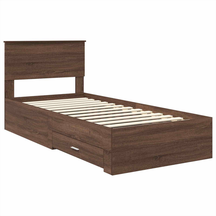 Cadru de pat cu sertar Stejar marron și argintiu 75 x 190 cm - WALTI WALTI
