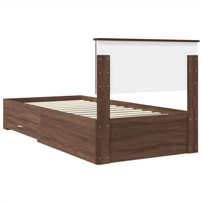 Cadru de pat cu sertar Stejar marron și argintiu 75 x 190 cm - WALTI WALTI