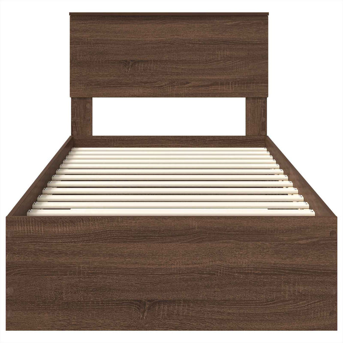 Cadru de pat cu sertar Stejar marron și argintiu 75 x 190 cm - WALTI WALTI