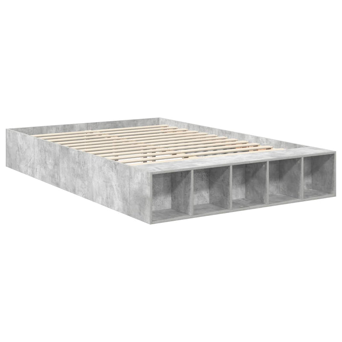 Cadru de pat cu raft Gri din beton 160 x 200 cm Lemn compozit WALTI