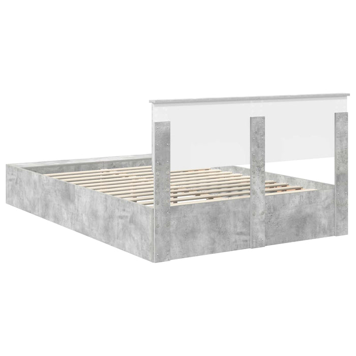 Cadru de pat cu raft Gri din beton 160 x 200 cm Lemn compozit WALTI