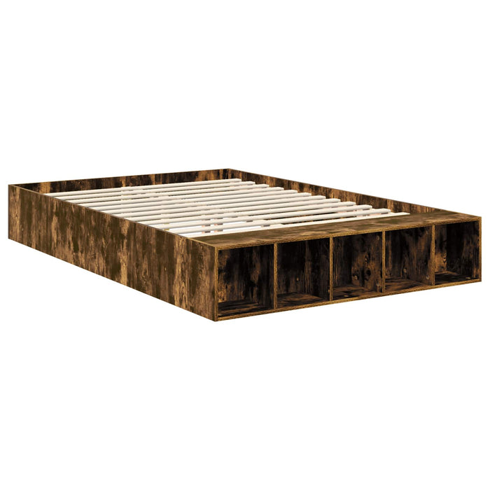 Cadru de pat cu raft Stejar fumuriu 160 x 200 cm Lemn prelucrat WALTI
