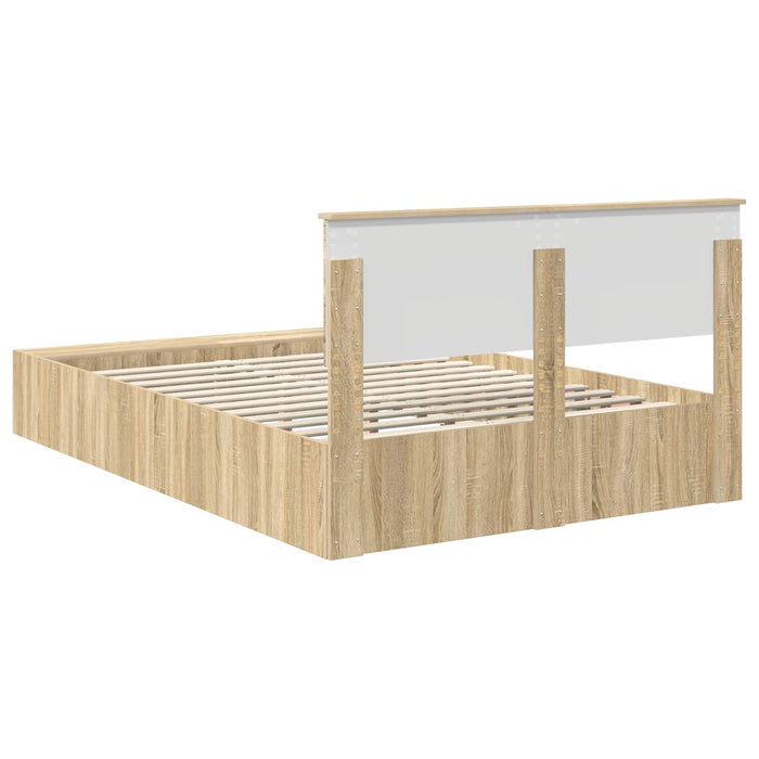 Cadru de pat cu raft Stejar Sonoma 150 x 200 cm Lemn prelucrat WALTI