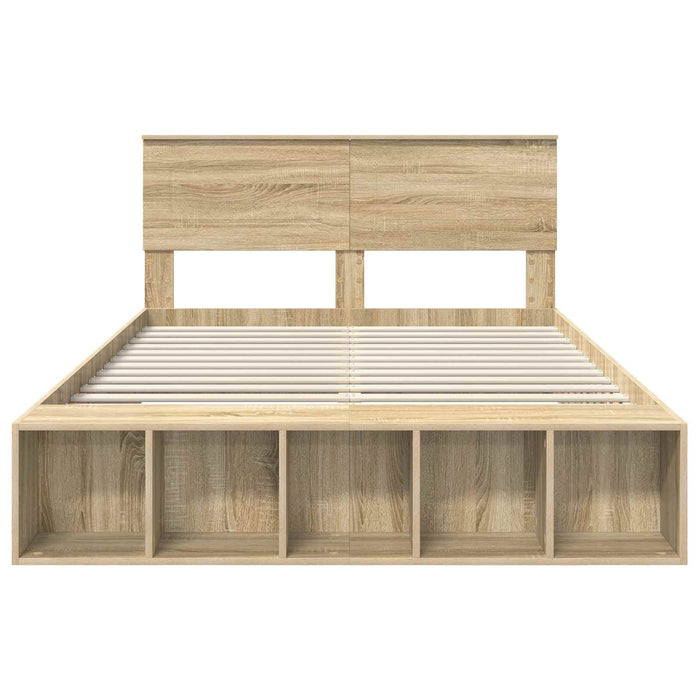 Cadru de pat cu raft Stejar Sonoma 150 x 200 cm Lemn prelucrat WALTI