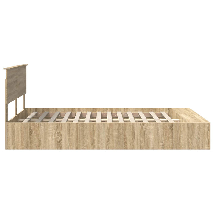 Cadru de pat cu raft Stejar Sonoma 150 x 200 cm Lemn prelucrat WALTI
