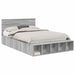 Cadru de pat cu raft Gri Sonoma 140 x 190 cm Lemn compozit - WALTI WALTI