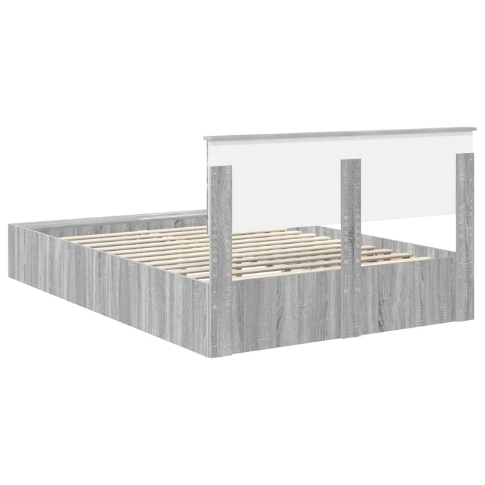 Cadru de pat cu raft Gri Sonoma 140 x 190 cm Lemn compozit - WALTI WALTI