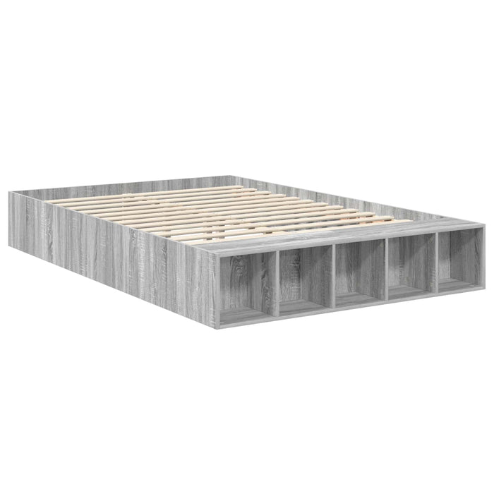 Cadru de pat cu raft Gri Sonoma 140 x 200 cm Lemn compozit - WALTI WALTI
