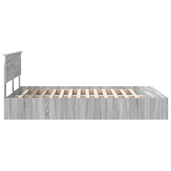 Cadru de pat cu raft Gri Sonoma 140 x 200 cm Lemn compozit - WALTI WALTI