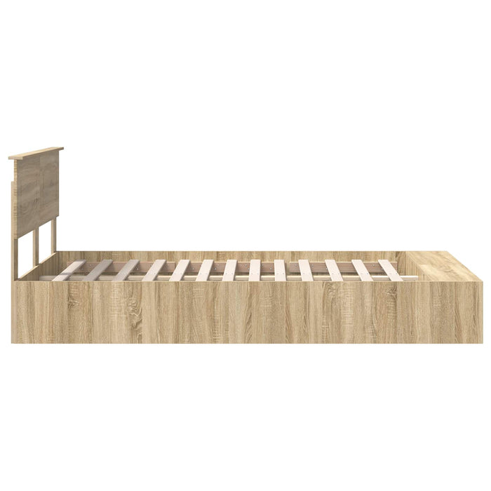 Cadru de pat cu raft Stejar Sonoma 135 x 190 cm Lemn compozit - WALTI WALTI