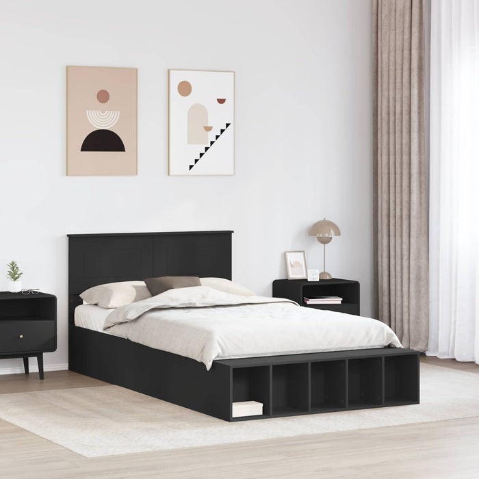 Cadru de pat cu raft Manual Negru 120 x 190 cm Lemn compozit WALTI