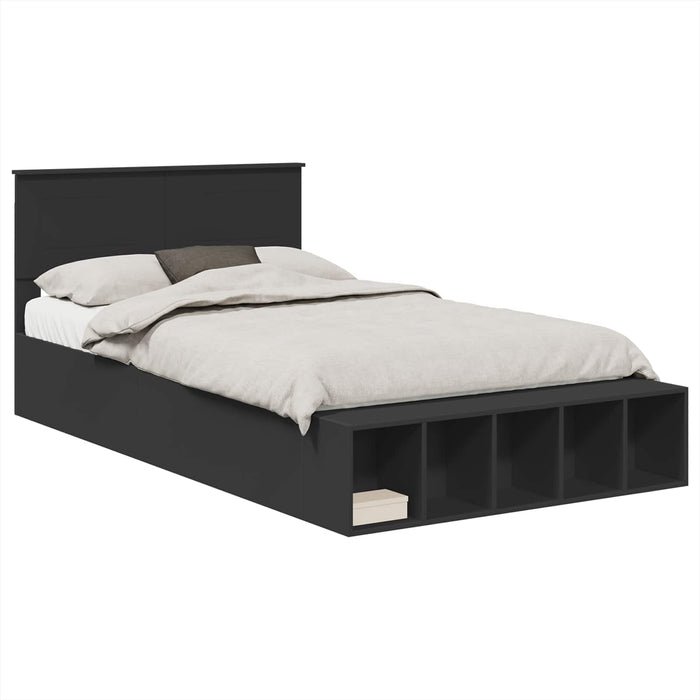 Cadru de pat cu raft Manual Negru 120 x 190 cm Lemn compozit WALTI