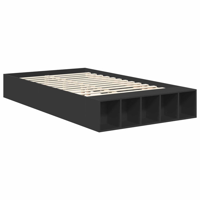 Cadru de pat cu raft Manual Negru 120 x 190 cm Lemn compozit WALTI