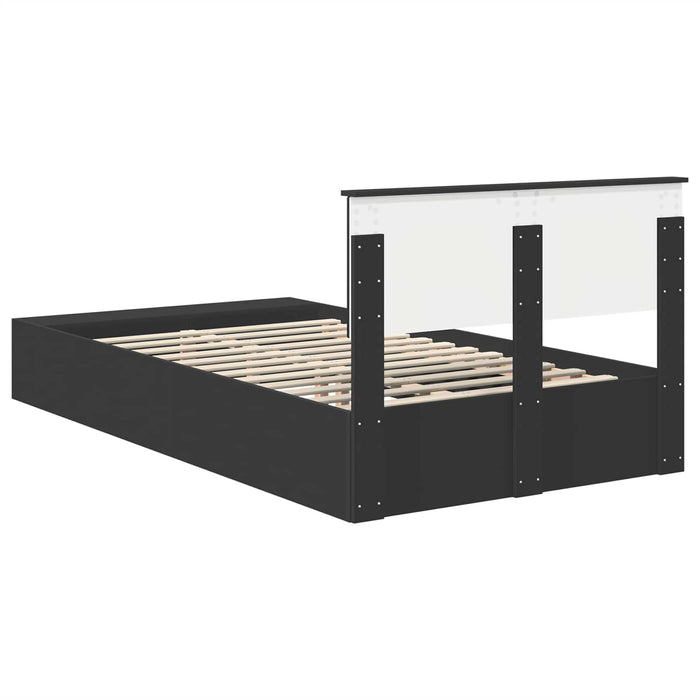Cadru de pat cu raft Manual Negru 120 x 190 cm Lemn compozit WALTI