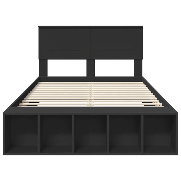 Cadru de pat cu raft Manual Negru 120 x 190 cm Lemn compozit WALTI