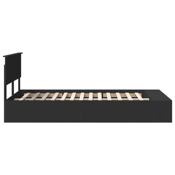Cadru de pat cu raft Manual Negru 120 x 190 cm Lemn compozit WALTI