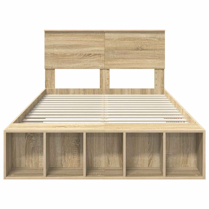 Cadru de pat cu raft Stejar Sonoma 120 x 190 cm Lemn compozit - WALTI WALTI