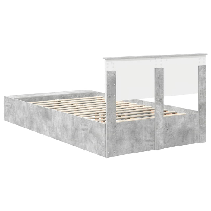 Cadru de pat cu raft Gri din beton 120 x 190 cm Lemn compozit - WALTI WALTI