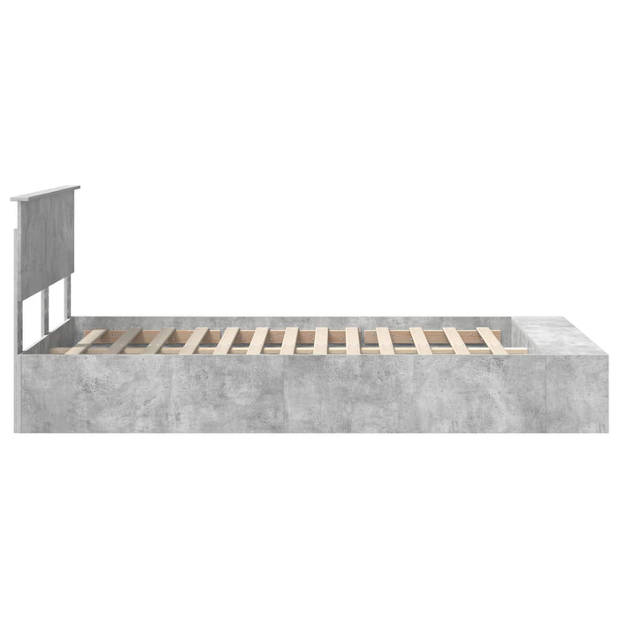 Cadru de pat cu raft Gri din beton 120 x 190 cm Lemn compozit - WALTI WALTI