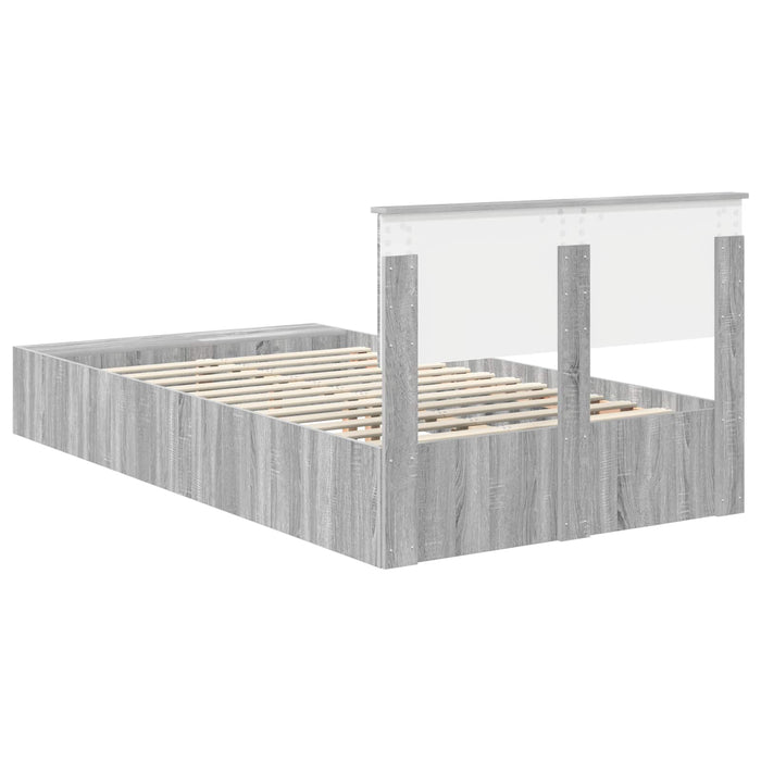 Cadru de pat cu raft Gri Sonoma 120 x 190 cm Lemn compozit - WALTI WALTI