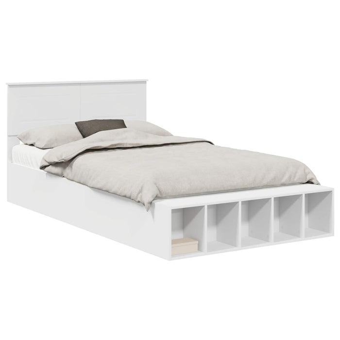 Cadru de pat cu raft Manual Alb 120 x 200 cm Lemn prelucrat WALTI