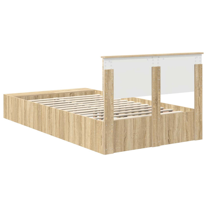 Cadru de pat cu raft Stejar Sonoma 120 x 200 cm Lemn compozit - WALTI WALTI