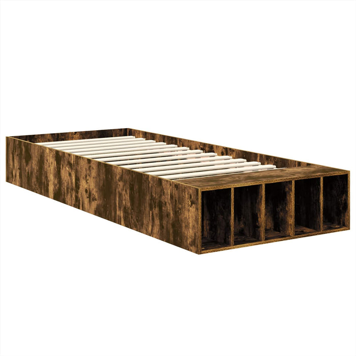 Cadru de pat cu raft Stejar fumuriu 100 x 200 cm Lemn compozit - WALTI WALTI