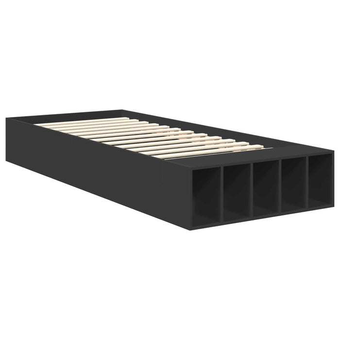 Cadru de pat cu raft Manual Negru 90 x 190 cm Lemn compozit WALTI