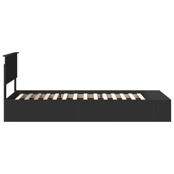 Cadru de pat cu raft Manual Negru 90 x 190 cm Lemn compozit WALTI