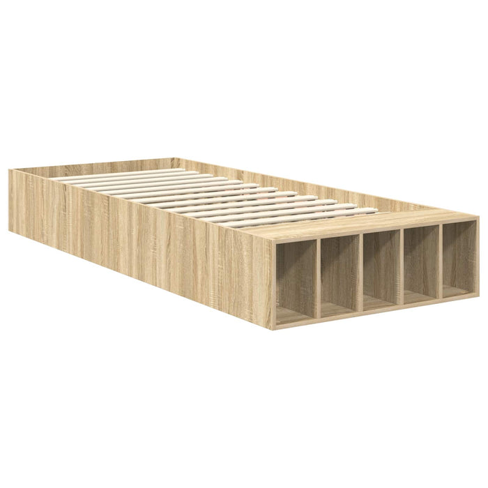 Cadru de pat cu raft Stejar Sonoma 90 x 190 cm Lemn compozit WALTI