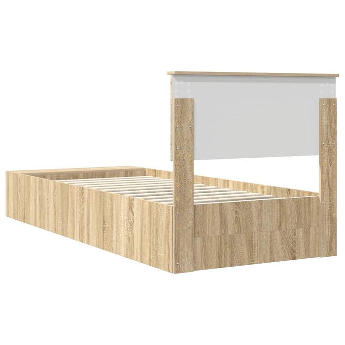 Cadru de pat cu raft Stejar Sonoma 90 x 190 cm Lemn compozit WALTI