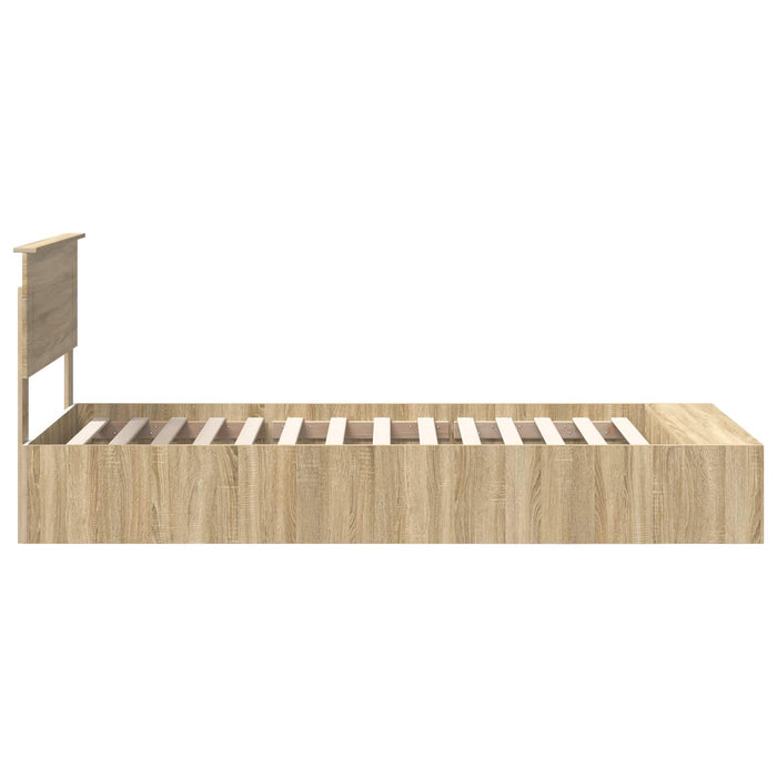 Cadru de pat cu raft Stejar Sonoma 90 x 190 cm Lemn compozit WALTI