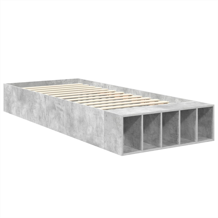 Cadru de pat cu raft Gri din beton 90 x 190 cm Lemn compozit WALTI