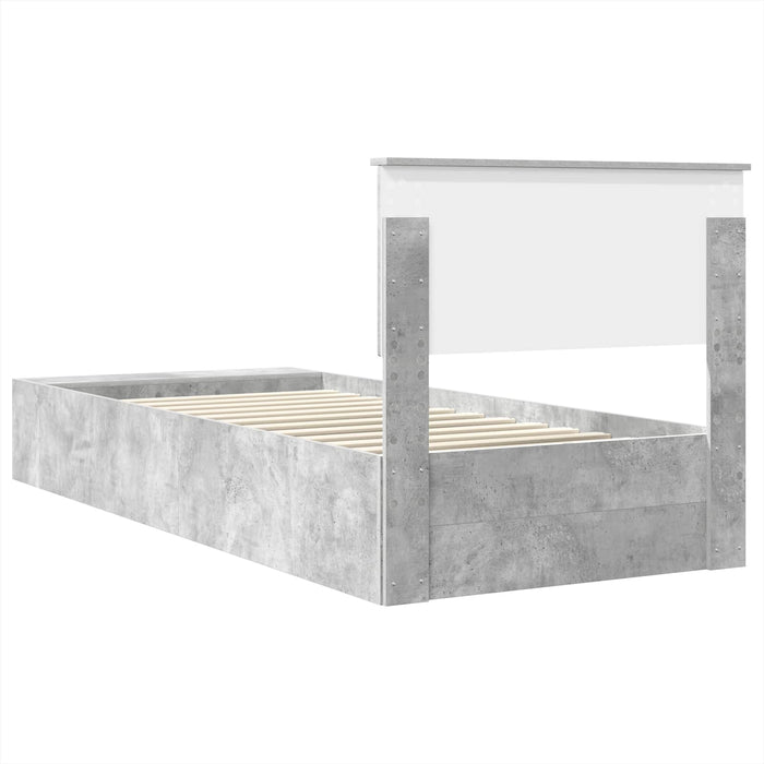 Cadru de pat cu raft Gri din beton 90 x 190 cm Lemn compozit WALTI