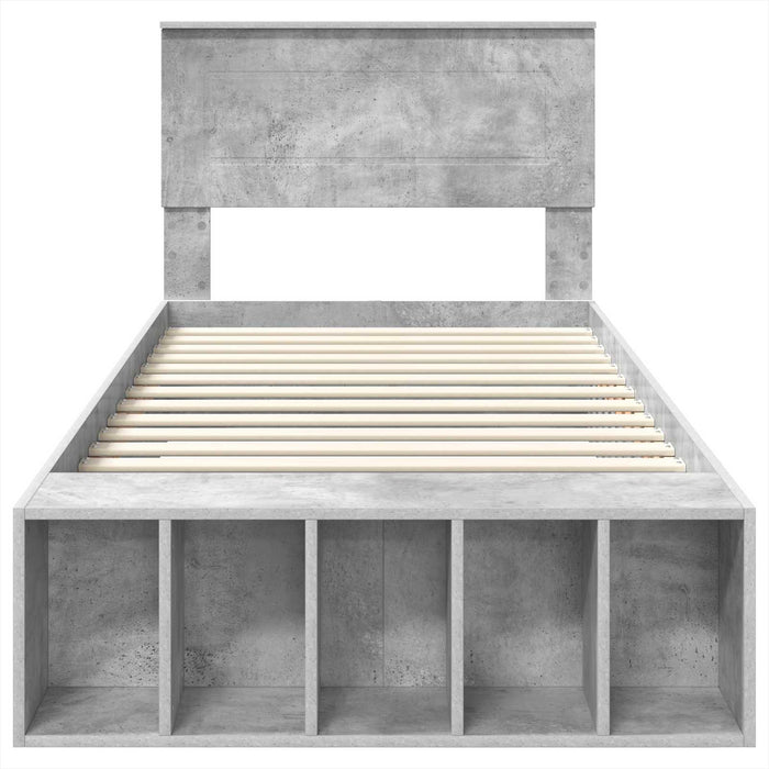 Cadru de pat cu raft Gri din beton 90 x 200 cm Lemn compozit WALTI