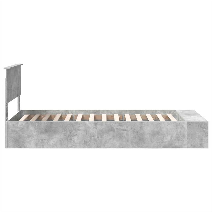 Cadru de pat cu raft Gri din beton 90 x 200 cm Lemn compozit WALTI
