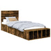 Cadru de pat cu raft Stejar fumuriu 90 x 200 cm Lemn compozit - WALTI WALTI
